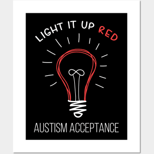 Light it Up RED Instead Acceptance of Autism Posters and Art